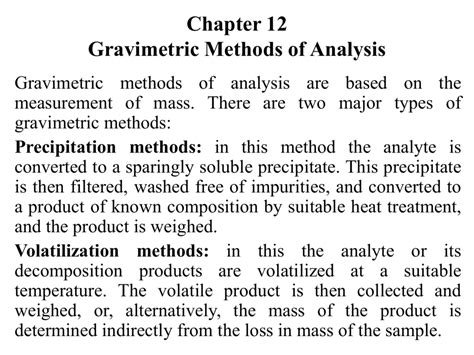 difference between gravimetric precipitation and volatilization method|precipitation gravimetry example.